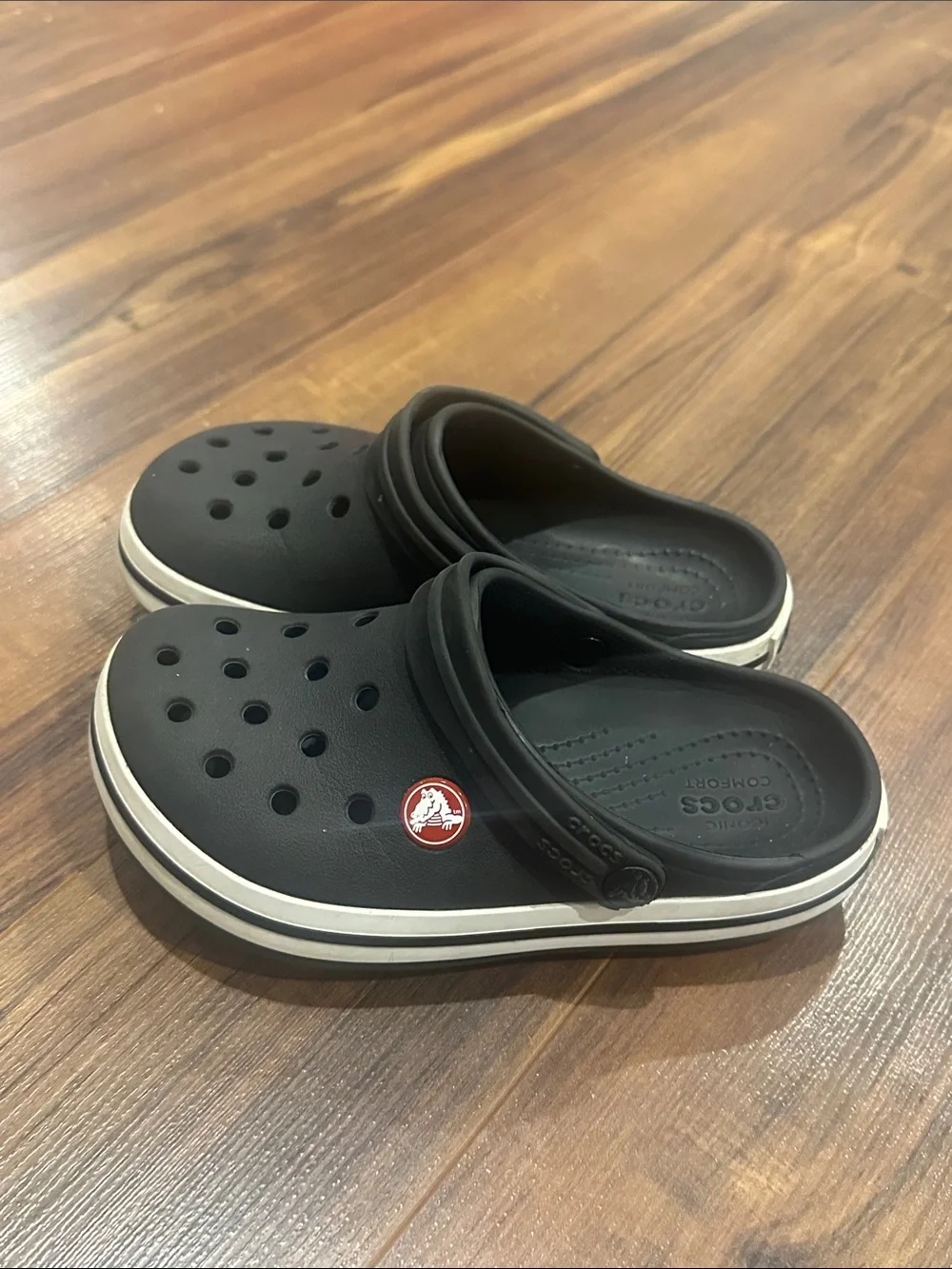 CROCS Kids Black Clog with White Trim